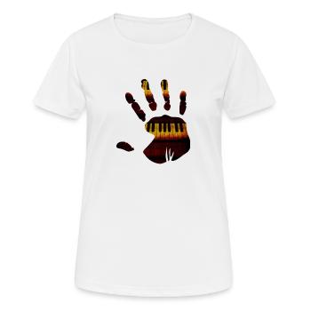 Handabdruck Klaviertastatur Shirt - Frauen T-Shirt atmungsaktiv - Weiß - Vorne - AI Model Female 172 dark (172cm)