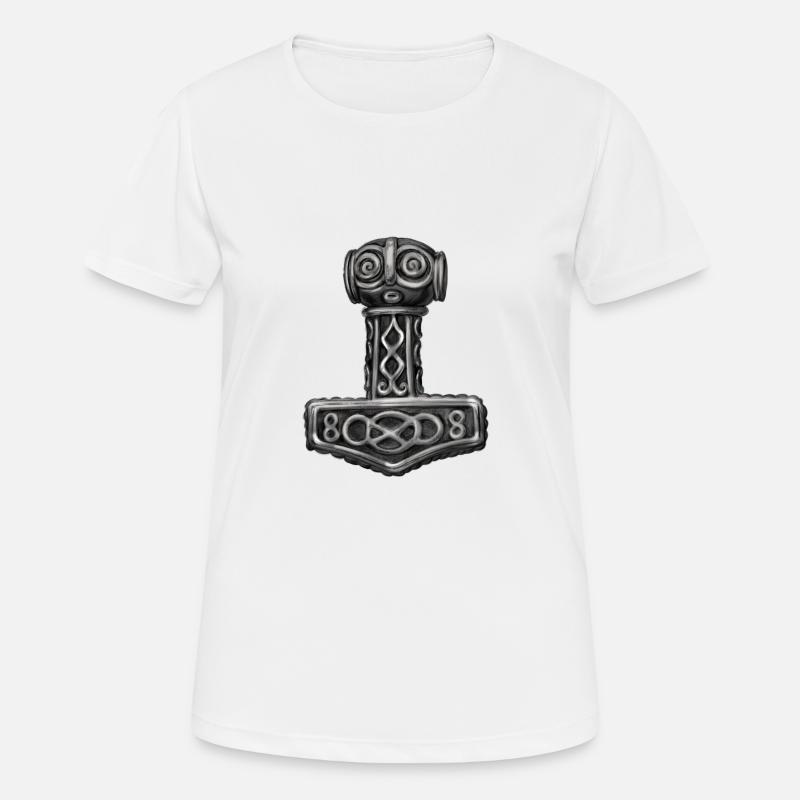 Thor Hammer Mjölnir Mjolnir - Frauen T-Shirt atmungsaktiv - Weiß