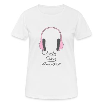 Lost in Musique - Musique - Cadeau - Chanteur - Son - T-shirt respirant Femme - blanc - Devant - AI Model Female 172 dark (172cm)