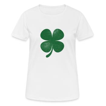 Distressed Green Vierblättriges Kleeblatt St. Patricks - Frauen T-Shirt atmungsaktiv - Weiß - Vorne - AI Model Female 172 dark (172cm)