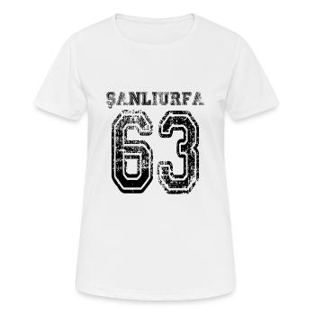 63 Sanliurfa plaque d'immatriculation turque comme un cadeau - T-shirt respirant Femme - blanc - Devant - AI Model Female 172 dark (172cm)