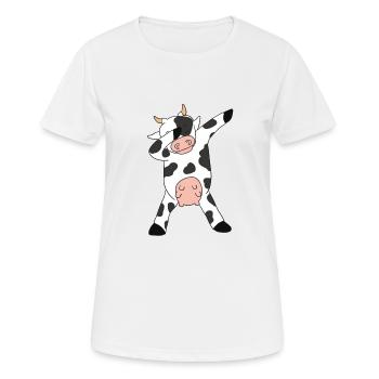 Vache, dab, tamponner, vache, corne bœuf - T-shirt respirant Femme - blanc - Devant - AI Model Female 172 dark (172cm)