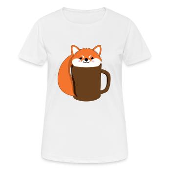 Fuchs - Kaffee - Tase - Comicstyle - Geschenk - Frauen T-Shirt atmungsaktiv - Weiß - Vorne - AI Model Female 172 dark (172cm)