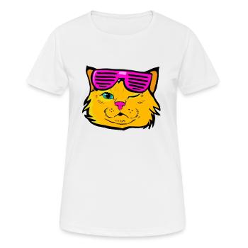 Chat chaton kitty pop art coloré drôle lunettes - T-shirt respirant Femme - blanc - Devant - AI Model Female 172 dark (172cm)