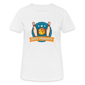 Split Happens T-Shirt Bowling Bowler Tee - Frauen T-Shirt atmungsaktiv - Weiß - Vorne - AI Model Female 172 dark (172cm)