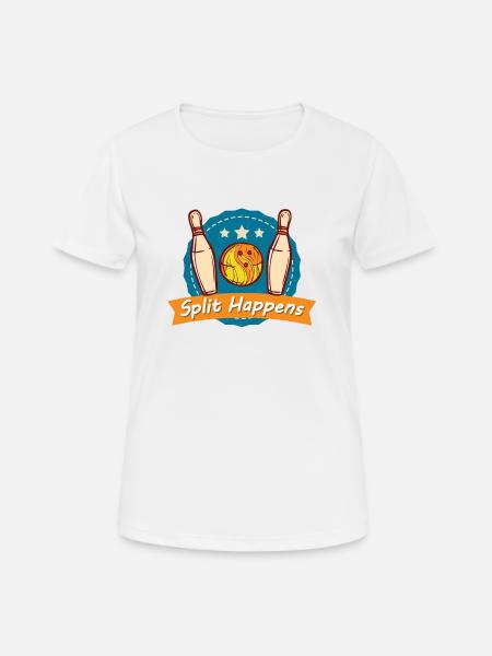Split Happens Tee Bowling Bowler Tee - Women's Breathable T-Shirt - white