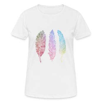 Geschenk Feder Vogelfeder Indianer Style - Frauen T-Shirt atmungsaktiv - Weiß - Vorne - AI Model Female 172 dark (172cm)
