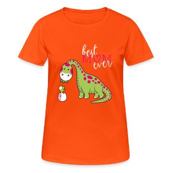 Dino Mother's Day T-Shirt Mother's Day Tee - Women's Breathable T-Shirt - neon orange - Front - AI Model Female 172 dark (172cm)