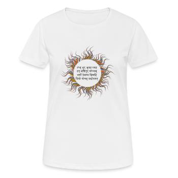 Gayatri Sonnen Mantra - Frauen T-Shirt atmungsaktiv - Weiß - Vorne - AI Model Female 172 dark (172cm)