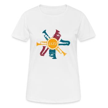 Jazz - Frauen T-Shirt atmungsaktiv - Weiß - Vorne - AI Model Female 172 dark (172cm)