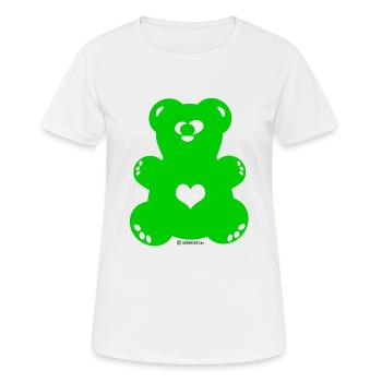 Bärenlust - squinting bear in green (color 18) - Women's Breathable T-Shirt - white - Front - AI Model Female 172 dark (172cm)