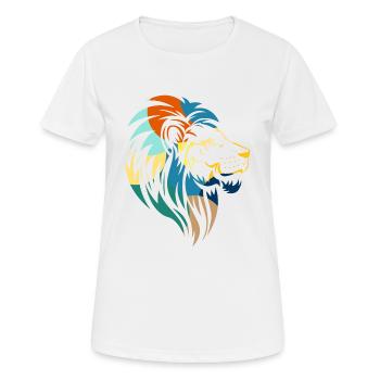 Geometrischer Löwe - Frauen T-Shirt atmungsaktiv - Weiß - Vorne - AI Model Female 172 dark (172cm)