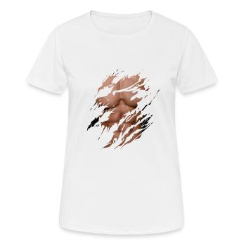 Strong Body Men Body Torn Shirt Funny - Women's Breathable T-Shirt - white - Front - AI Model Female 172 dark (172cm)