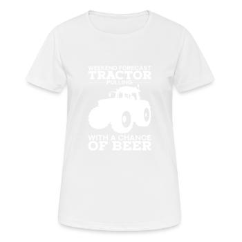 TRACTOR PULLING GIFT: Tractor pull with beer - Women's Breathable T-Shirt - white - Front - AI Model Female 172 dark (172cm)