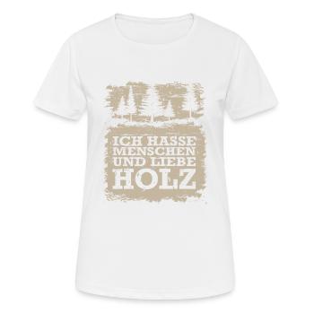 HOLZ SÄGE KETTENSÄGE GESCHENK WALD HOLZBRÜDER - Frauen T-Shirt atmungsaktiv - Weiß - Vorne - AI Model Female 172 dark (172cm)