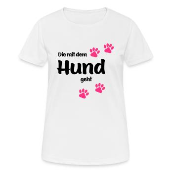 Die Mit Dem Hund Geht - Edition Colored Paw - Frauen T-Shirt atmungsaktiv - Weiß - Vorne - AI Model Female 172 dark (172cm)
