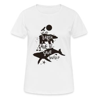 Wir sind erde - Frauen T-Shirt atmungsaktiv - Weiß - Vorne - AI Model Female 172 dark (172cm)