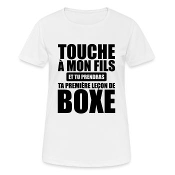 touche mon fils tu prendras ta 1ère leçon de boxe - T-shirt respirant Femme - blanc - Devant - AI Model Female 172 dark (172cm)