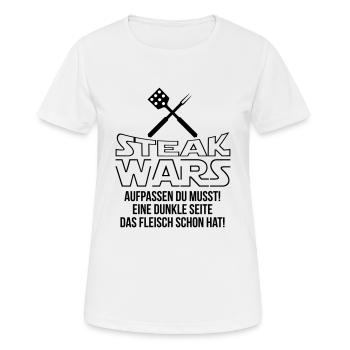 Steak Wars - Frauen T-Shirt atmungsaktiv - Weiß - Vorne - AI Model Female 172 dark (172cm)