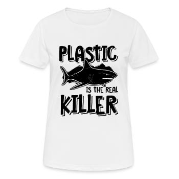 Plastiques protection océan - T-shirt respirant Femme - blanc - Devant - AI Model Female 172 dark (172cm)
