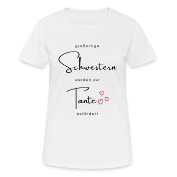 großartige Schwestern werden zur Tante befördert - Frauen T-Shirt atmungsaktiv - Weiß - Vorne - AI Model Female 172 dark (172cm)