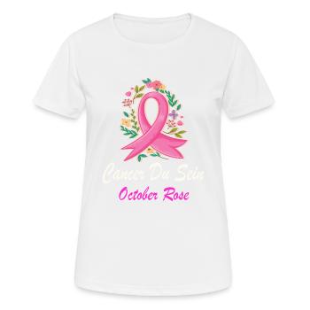 Ruben Rose de sensibilisation au Cancer du Sein - T-shirt respirant Femme - blanc - Devant - AI Model Female 172 dark (172cm)