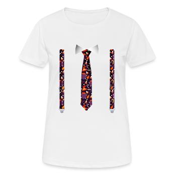 Halloween Tuxedo with Pumpkin Suspender Print - Women's Breathable T-Shirt - white - Front - AI Model Female 172 dark (172cm)