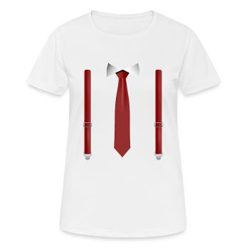 Drôle de cravate rouge avec bretelles Mariage parfait - T-shirt respirant Femme - blanc - Devant - AI Model Female 172 dark (172cm)