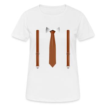 Funny Brown Tie with Black Suspenders Perfect - Women's Breathable T-Shirt - white - Front - AI Model Female 172 dark (172cm)