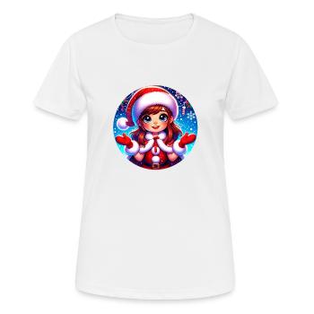 Père Noël fille Illustration Noël drôle - T-shirt respirant Femme - blanc - Devant - AI Model Female 172 dark (172cm)