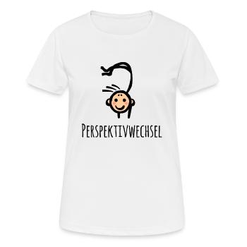 Handstand Perspektive Perspektivwechsel - Frauen T-Shirt atmungsaktiv - Weiß - Vorne - AI Model Female 172 dark (172cm)