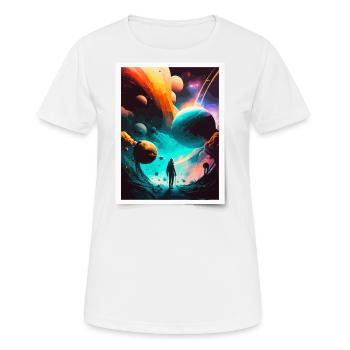 Voyage cosmique - T-shirt respirant Femme - blanc - Devant - AI Model Female 172 dark (172cm)