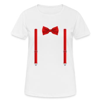 Red Bow Tie With Suspenders Funny Wedding Gift - Women's Breathable T-Shirt - white - Front - AI Model Female 172 dark (172cm)