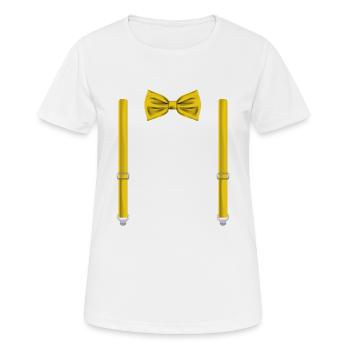 Yellow Bow Tie With Suspenders Funny Wedding Gift - Women's Breathable T-Shirt - white - Front - AI Model Female 172 dark (172cm)