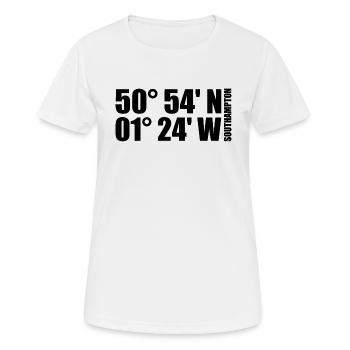 Coordonnées de Southampton - T-shirt respirant Femme - blanc - Devant - AI Model Female 172 dark (172cm)
