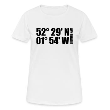 Coordonnées de Birmingham - T-shirt respirant Femme - blanc - Devant - AI Model Female 172 dark (172cm)