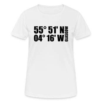 Glasgow Koordinaten - Frauen T-Shirt atmungsaktiv - Weiß - Vorne - AI Model Female 172 dark (172cm)