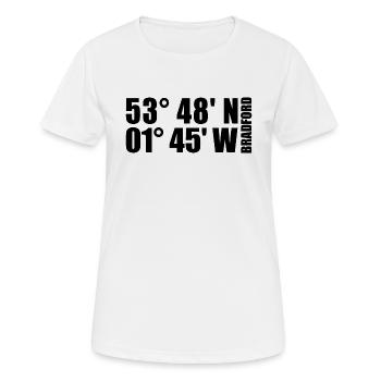 Bradford Koordinaten - Frauen T-Shirt atmungsaktiv - Weiß - Vorne - AI Model Female 172 dark (172cm)