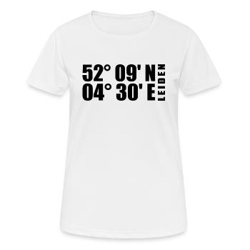 Leiden Koordinaten - Frauen T-Shirt atmungsaktiv - Weiß - Vorne - AI Model Female 172 dark (172cm)