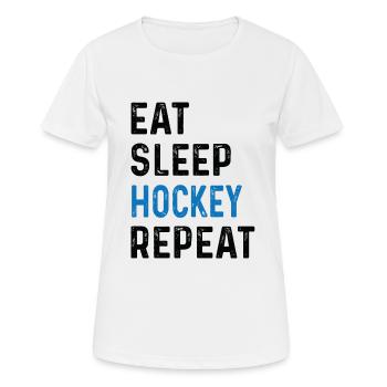 Eat Sleep Hockey Repeat Shirt Teamsport - Frauen T-Shirt atmungsaktiv - Weiß - Vorne - AI Model Female 172 dark (172cm)