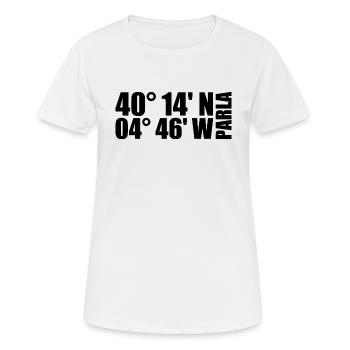 Coordonnées parla - T-shirt respirant Femme - blanc - Devant - AI Model Female 172 dark (172cm)
