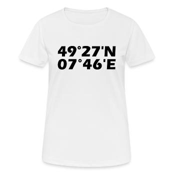 Coordonnées de Kaiserslautern - T-shirt respirant Femme - blanc - Devant - AI Model Female 172 dark (172cm)