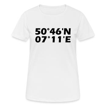 Sankt Augustin Koordinaten - Frauen T-Shirt atmungsaktiv - Weiß - Vorne - AI Model Female 172 dark (172cm)