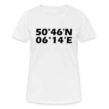 Stolberg (Rheinland) Koordinaten - Frauen T-Shirt atmungsaktiv - Weiß - Vorne - AI Model Female 172 dark (172cm)