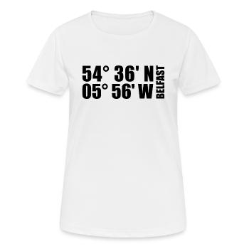 Coordonnées de Belfast - T-shirt respirant Femme - blanc - Devant - AI Model Female 172 dark (172cm)
