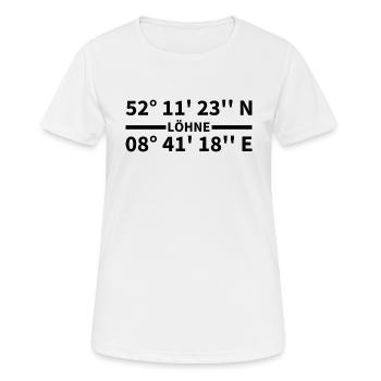 Löhne Koordinaten - Frauen T-Shirt atmungsaktiv - Weiß - Vorne - AI Model Female 172 dark (172cm)