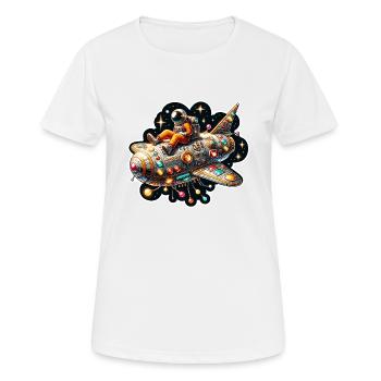 Imaginative whimsical spaceship with astronaut - Women's Breathable T-Shirt - white - Front - AI Model Female 172 dark (172cm)