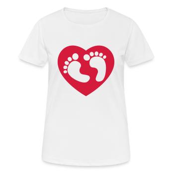 Pieds de bébé Coeur - T-shirt respirant Femme - blanc - Devant - AI Model Female 172 dark (172cm)
