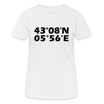 Toulon Koordinaten - Frauen T-Shirt atmungsaktiv - Weiß - Vorne - AI Model Female 172 dark (172cm)