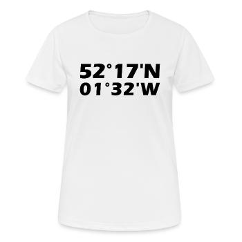 Leamington Spa Koordinaten - Frauen T-Shirt atmungsaktiv - Weiß - Vorne - AI Model Female 172 dark (172cm)
